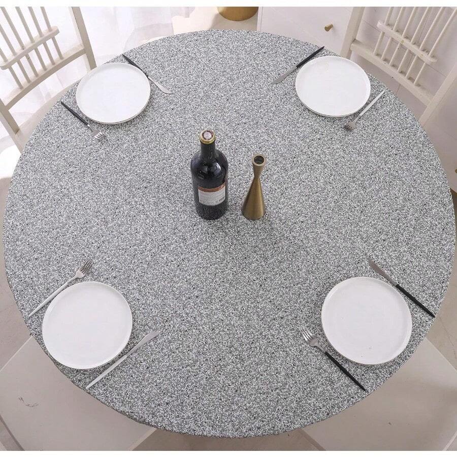 Walrus Round Vinyl Tablecloth Elastic Edge Flannel Backed Table Cover Grey 142 Cm Round - Grey - View 1