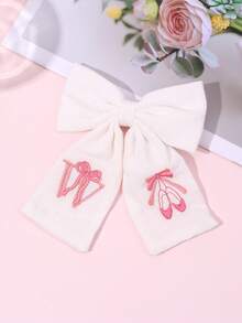 1件粉色A-Z 26字母刺繡蝴蝶結髮飾，甜美芭蕾女孩粉色蝴蝶結髮夾，白色布料髮夾，優雅生日女孩頭飾 - 彩色 - 查看 26