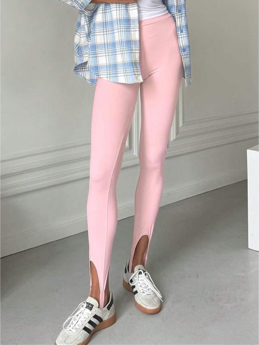 Y2K Stirrup Leggings For Women High Waist Stretchy Yoga Pants Comfy Dance Gym Workout Tights Stirrup Pants Streetwear - 粉色 - 查看 1