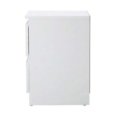 Minimalist 2-Drawer White Bedside Table