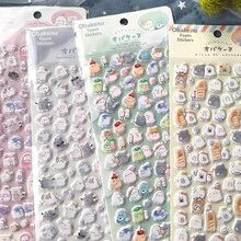 3D Cute Cartoon Stickers, 3D Adorable Japanese Style Bubble Stickers, Embossed Creative Diary Stickers, Diamond Gem Crystal Children's Handmade Decorative Stickers, Christmas/Thanksgiving Holiday Birthday Gift For Kids