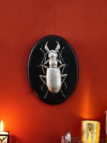 1件银色甲虫系列装饰挂件，黑色椭圆形甲虫造型ABS树脂手工墙饰，昆虫爱好者、昆虫博物馆、主题派对装饰、家居墙饰的理想之选 - 銀色 - 查看 12