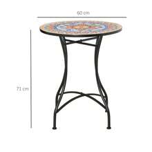 Outsunny Garden Table, Round Bistro-Style Table With Mosaic Top, Ceramic And Metal, Red, Blue And White, Ø 60 Cm - Red - View 3