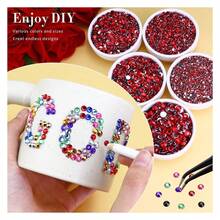 25000PCS Red Resin Flatback Rhinestones For Crafts Tumblers Shoes Celebration Makeup Dration, Siam Flatback Gems For Graduation Cap Bling, Bedazzling Crystals With B7000 Glue - 多色118 - 查看 2