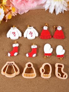 1/4pcs Christmas Charm Polymer Clay Cutter, Hat Pendant Accessories Clay Cutters Mold, Jewelry Making Kit, New Year Earring Clay Tool - Clay Cutter - View 2