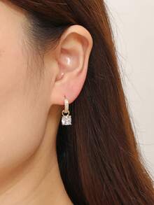 Hihho 1 par de pendientes con colgante de circonita cuadrada, joyería de moda como regalo para mujeres, adecuado para citas