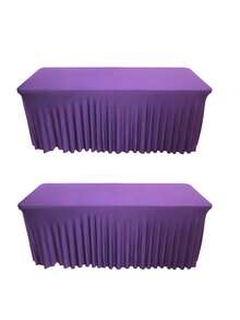 1pc/2pcs Rectangular Pleated Spandex Tablecloth, White/Black/Champagne, Wrinkle-Resistant & Washable, Solid Color Patio Table Cover For Wedding, Party, Christmas, Birthday