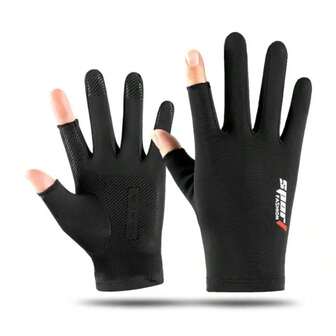 LOTANK 1pair Ice Silk Sun Protection Anti-Slip Fishing Sports Gloves