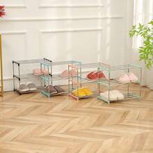 四层不锈钢鞋架，3/4层可调节搁板 - 节省空间的玄关/宿舍/阳台收纳整理架 - 防锈金属书架/鞋架 - 大学生/城市租房者/妈妈们的完美礼物 - 乔迁新居和返校季的理想之选 - 彩色 - 查看 5