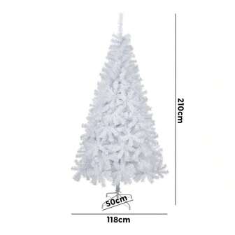 White Christmas Tree 2.1M 7FT Bushy Xmas Trees With Decoration 1000tips For Home, Easy Assembly