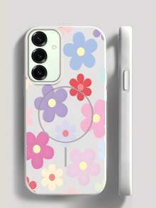 Custodia morbida per Samsung Galaxy S24+, S25+, S24 Plus, S24FE, S25 Plus, S25 Ultra, S25 Edge – custodia magnetica opaca con motivo floreale, custodia protettiva antiurto in TPU - nero - Visualizzare 3