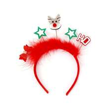 Christmas Elk Star Headband Gnome Hair Hoop Hair Accessories Women Girls Hair Band Party Favors Decorations - Watermelon Red - View 6