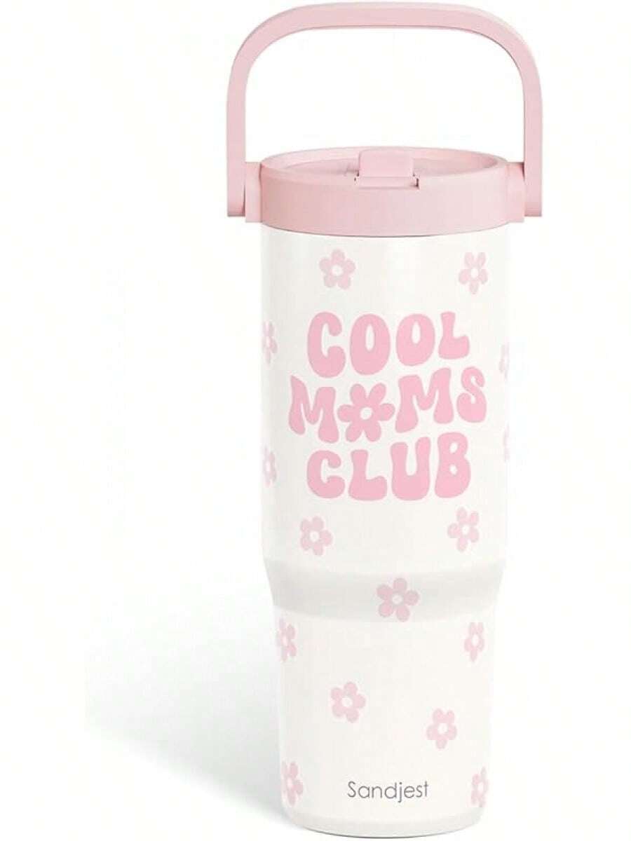 Pink Bow Stainless Steel Straw Lid Tumbler 30oz With Carry Handle For Women Girls, Insulated Travel Coffee Cup, Gift For Sports Outdoor Workout Christmas Birthday - Mom 2 - 查看 1