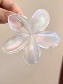 3个/1个 7.6厘米/2.99英寸 粉白花朵造型塑料发夹，优雅百搭，适合日常、休闲、派对、通勤、度假等场合 - 可用于扎马尾、盘发、洗头、化妆等，是理想的服装配饰。花朵造型发夹，优雅发爪，休闲发饰，女士夏季发饰 - 彩色 - 查看 11