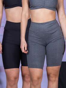 Women Sports Shorts - 灰色 - 查看 1