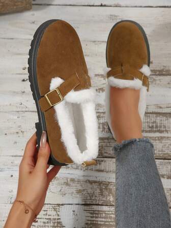 Nya vinterskor för kvinnor, mjukt och bekvämt plyschfoder, justerbart metallspänne, julstil, lämplig för inomhus- och utomhusbruk, lätta och bekväma