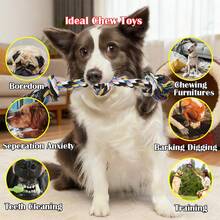 1pc 28cm Colorful Triple Braided Rope Dog Chew Toy, Durable Bite Resistant Dental Care Knotted Toy, Random Color - Multicolor - View 8