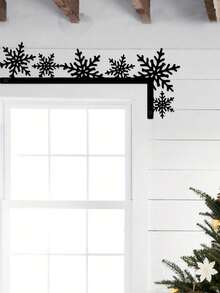 1件金属雪花门角装饰，墙面装饰，卧室客厅浴室门框装饰，艺术风格，现代圣诞装饰，壁挂式，室内使用，节日装饰 - 黑色B - 查看 7