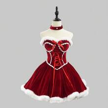 サンタ コスプレ レディース 可愛い サンタコス 衣装 帽子 ケープ付き 3点セット クリスマス サンタクロース 仮装 コスチューム 大きいサイズ 演出服 イベント パーティー 舞台 新年会 文化祭 - レッド - チェックする 8