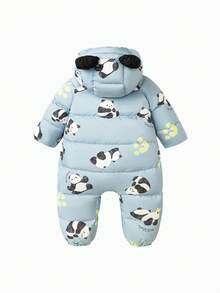 mini bala Baby Daunen-Jumpsuit, Dreifach-Schutz, weicher warmer Winteranzug - blau und weiß - Übersicht 2