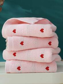 1pc/2pcs(Towel + Bath Towel) Thickened Absorbent Heart-Shaped Towel Set, Suitable For Face Washing, Bathing, Gym, SPA, Swimming, Soft And Skin-Friendly Bath Towel - Multicolor - View 1
