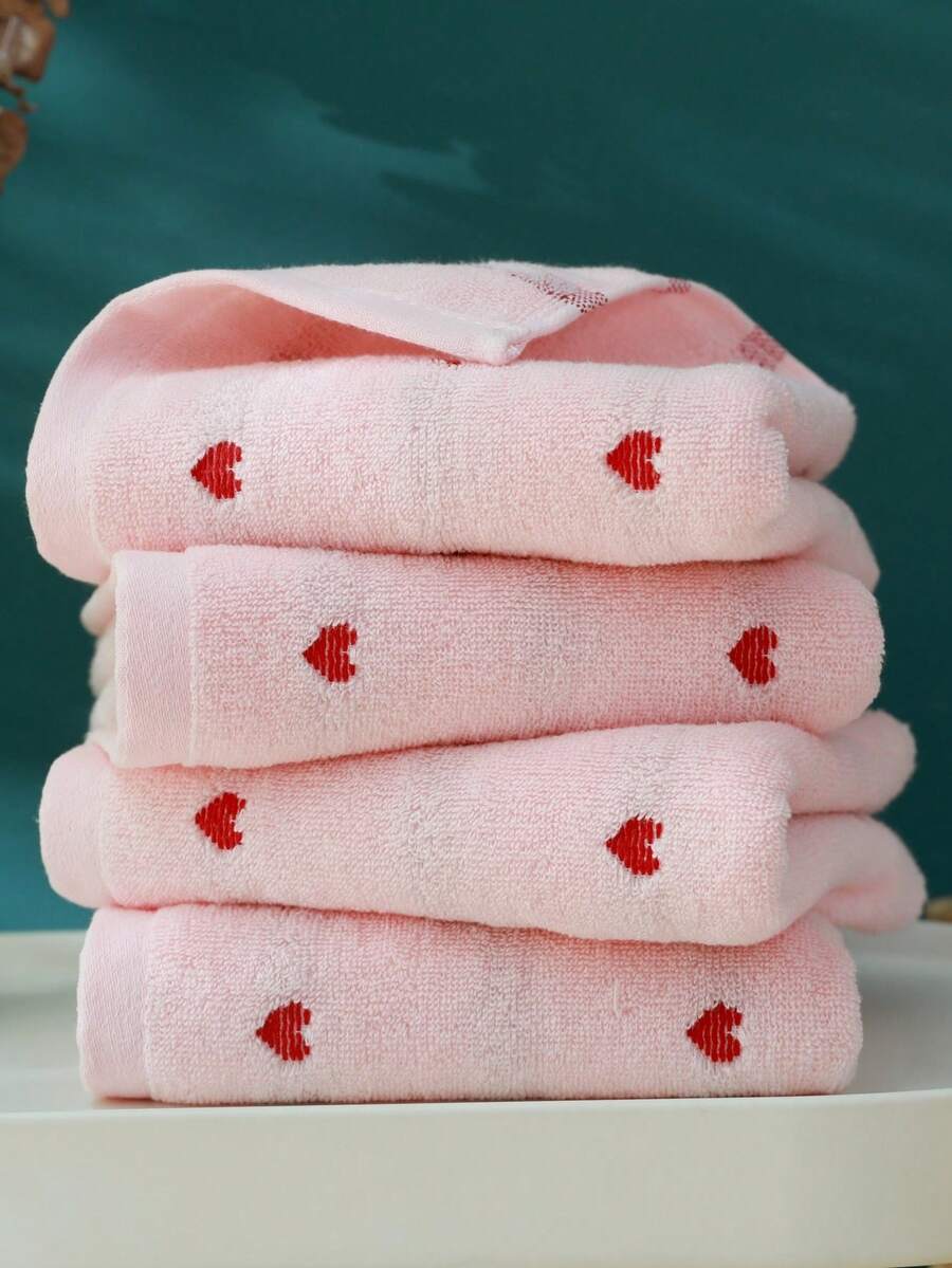 1pc/2pcs(Towel + Bath Towel) Thickened Absorbent Heart-Shaped Towel Set, Suitable For Face Washing, Bathing, Gym, SPA, Swimming, Soft And Skin-Friendly Bath Towel - Multicolor - View 1