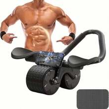 2025 New Abdominal Roller With Timer And Knee Pad - Automatic Rebound Abdominal Exercise Equipment, With Elbow Support, Non Slip Pedal, Ergonomic Design, Used For Core Strength Training, Home Gym And Body Relaxation - Unisex, Sports Accessories, Fashionable Sports Equipment, Sturdy Structure, Fitness Enthusiasts, Compact Design, Durable Materials, Male And Female - 黑色 - 查看 1
