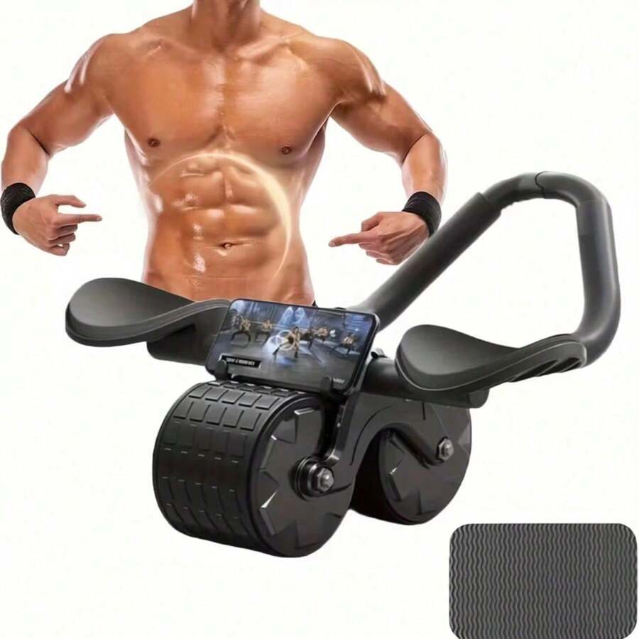 2025 New Abdominal Roller With Timer And Knee Pad - Automatic Rebound Abdominal Exercise Equipment, With Elbow Support, Non Slip Pedal, Ergonomic Design, Used For Core Strength Training, Home Gym And Body Relaxation - Unisex, Sports Accessories, Fashionable Sports Equipment, Sturdy Structure, Fitness Enthusiasts, Compact Design, Durable Materials, Male And Female - 黑色 - 查看 1