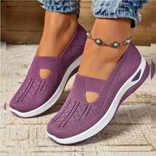 2025 New Summer Women's Half-Linen Slip-On Shoes, Featuring Soft Soles, Breathable Mesh Design, Casual Comfort, Non-Slip, Lightweight, And Odor-Resistant Properties. - Màu tím - Xem 1