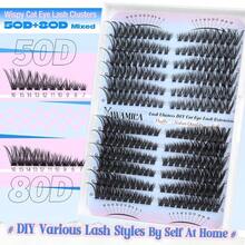 Individual Lashes 320pcs Lash Clusters 40D 9 - 16mm Mix Lash Extension D Curly Eyelash Clusters Eyelash Extension Wispy Cluster Lashes Self Application By 40D - 0.07D, 9 - 16mix - 50D+80D-貓眼睫毛套裝 - 查看 3