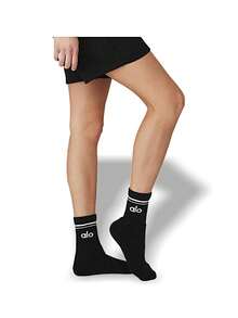 男女通用运动袜 吸汗透气保暖 装饰百搭纯色logo 弹性好 易洗速干 运动户外跑步瑜伽日常上学 男女通用 黑色 A0480U-BLACK - 黑色 - 查看 3