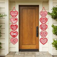 Valentine's Day Heart Hanging Decoration, Atmosphere Decor Props, Valentine's Day Party Decorative Banner & Tags - Red - View 4