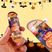 1pc Professional Finger Skateboard With Anti-Slip Pad, High-Quality Wooden Construction, Durable, Halloween Pumpkin Design, Suitable For Beginners And Experts, Great Gift For Halloween And Christmas - Multicolor - View 1