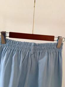 ISADORA MODA Women's Carrot Pants, Twill Fabric, 2 Buttons, With Pockets, Solid Color (Elastic At The Back) - Màu xanh nhạt - Xem 4