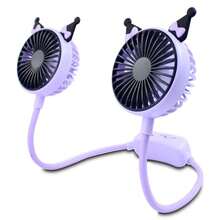 Ventilador de Cuello Diseño Orejitas Bonito y Cute - Flexible, Silencioso y Recargable PLAYBOX TM21 - Negro - Ver 4