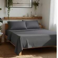 Juego de Sábanas Individual 2800 Hilos Extra Suave Premium Lisa Soft Nature - Gris Oscuro - Ver 1