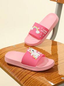 1 Pair Kids Cartoon Pattern Slippers, Fashionable & Versatile, Suitable For Boys & Girls Daily Casual And Outdoor Activities - Pink - View 3