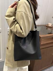 Nueva bolsa de tote de gran capacidad con estilo minimalista y bolsillo interno pequeño, adecuada para viajes, compras, ir al trabajo