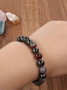 1pc Anxiety Relief Bracelet, Stress Relieving, Anti-Fatigue Natural African Bloodstone & Turquoise Beaded Bracelet, Suitable For Men And Women Daily Wear(The Number And Color Of The Beads Are Random.)