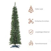 HOMCOM Christmas Tree Artificial Artificial Fir Christmas Tree, Including Stand Poinsettia 2.1 M, Green - Green - View 2