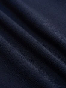 Blusa de manga comprida moderna com estampa listrada e gola em mistura de algodão, modelagem slim e estilo slim. - Azul marinho - Ver 2