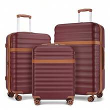 PP Hardshell Luggage 20 24 28 Inch Carry On Cabin Suitcase Expandable TSA Lock 360 Spinner Wheels Lightweight 3 Piece Set Check In Travel Holiday - Burgundy - View 15
