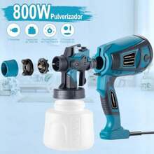 , 800W Pistola para Pintar Eléctrica con Recipiente de 1400ml, Pulverizador de Pintura Multipropósito con 3 Modos de Pulverización y 4 Boquillas para Casas, Paredes, Muebles, Cercas(Pistola de Pintura) - Multicolor - Ver 5