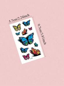 30pcs/Set Waterproof Temporary Tattoo Stickers For Women Girl, Disposable 3D Color Butterfly Rose Flower Feather Fake Tattoo For Wrist, Collarbone, Chest, Lower Leg Body Art Sweatproof - 彩色 - 查看 6
