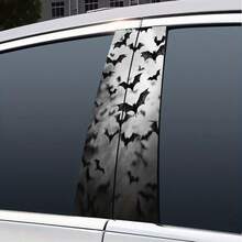 Luxury Left And Right Pair 2pcs Car Center Pillar Stickers, Black Bat Silhouettes Flying In The Gray Sky, Like Night Elves, Car Center Pillar Sticker Protective Film, Suitable For Glass, Metal, Plastic, Ceramic, Wooden Surfaces Car Stickers, Anime, Fantasy, Animal, Space, Cartoon Themes, Rectangular, Semi-Matte Effect. - A - View 4