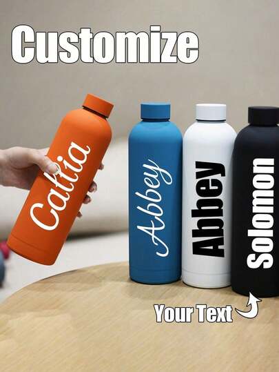 1 pezzo Borraccia termica personalizzabile con nome, borraccia sportiva termica, borraccia termica a doppio strato in acciaio inox 304 - adatta per scuola, viaggio, ufficio, palestra - stile semplice, multifunzionale, decorativa, riutilizzabile, raffinata, alla moda, di alta qualità, adorabile, moderna, personalizzata, unica