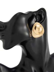 Chunky Gold Stud Earrings For Women Fashion, Gold Plated Hypoallergenic Statement Earrings, Dainty Geometric Thick Studs Earrings Fashion Jewelry Gifts - Gold - View 6