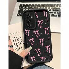 1pc White Bow Christmas Tree Pattern Full Coverage TPU Shockproof Phone Case Compatible With Apple 16, 15, 14, 13, 12, 11 Pro Max And Series - Negro - Ver 2