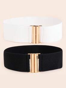 1 件/3 件金属扣弹性腰带，适合女士夏季、秋季、万圣节 - 彩色 - 查看 10