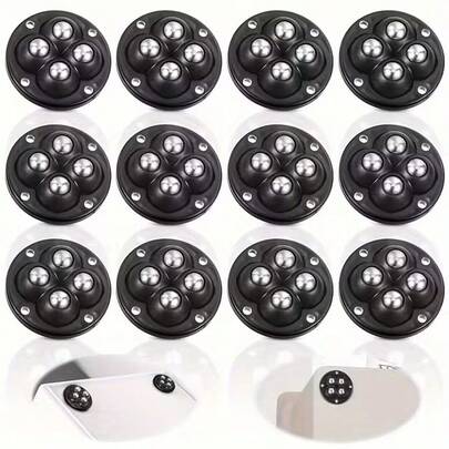 1/4/12pcs Self-Adhesive Mini Swivel Casters, 360° Rotatable Wheels, Heavy Duty Double Ball Bearing, Suitable For Kitchen Appliances, Small Furniture, Trash Cans, Storage Boxes, Coffee Machines - Touch And Remote Control Metal Wheels